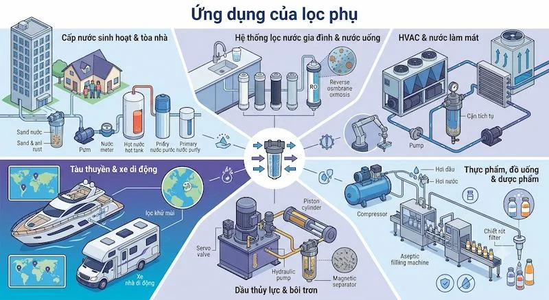 Ứng dụng của lắp lọc nước phụ