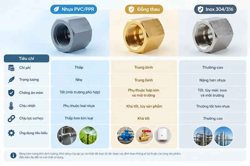 So sánh các chất liệu với nhau