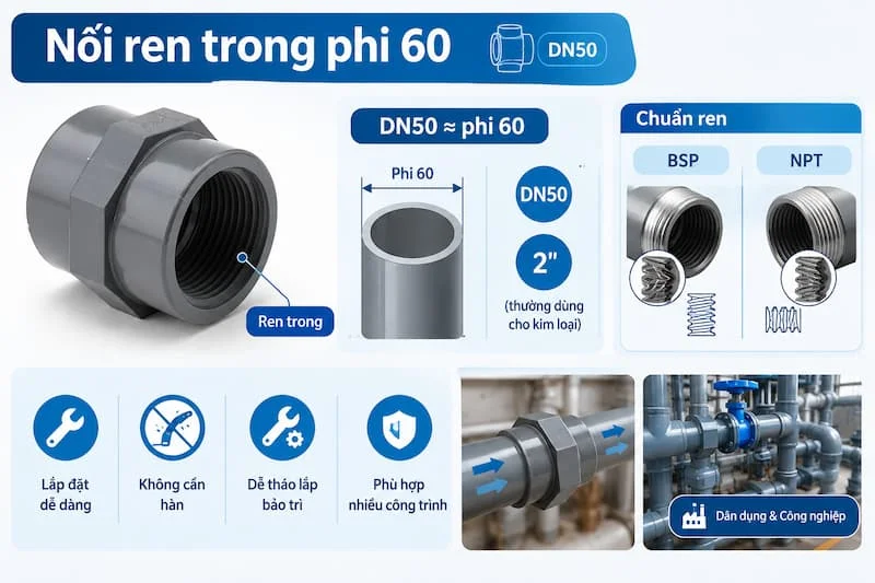 Định nghĩa về nối ren trong phi 60