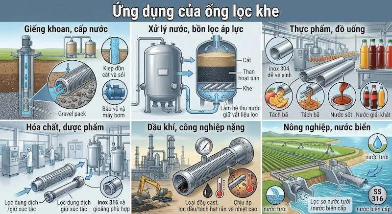 Ứng dụng của ống lọc khe