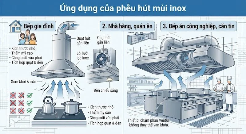 Ứng dụng của phễu hút mùi