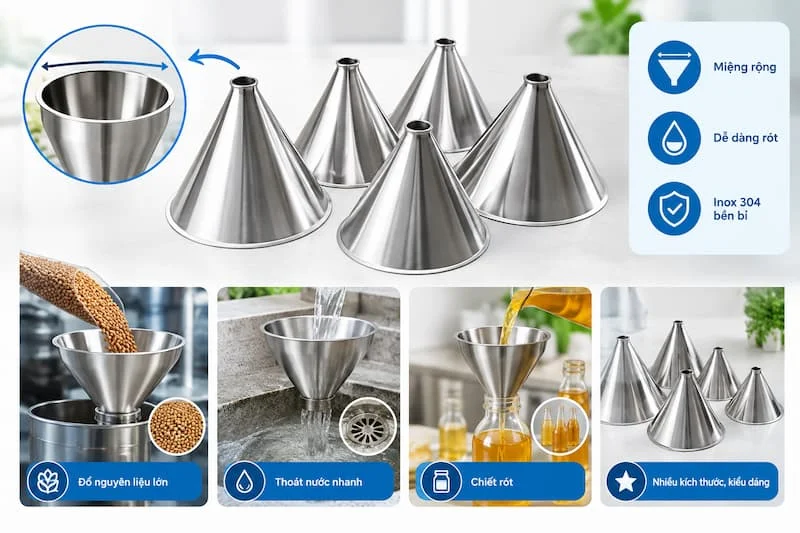 Định nghĩa về phễu inox miệng rộng