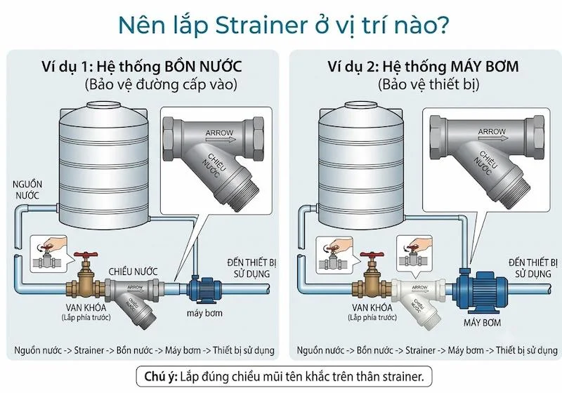 Vị trí phù hợp của bồn chứa