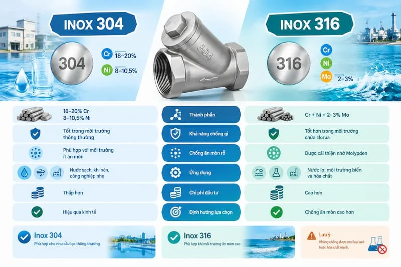 So sánh nhanh hai loại inox