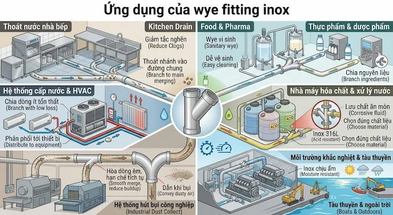 Ứng dụng của tê Y inox